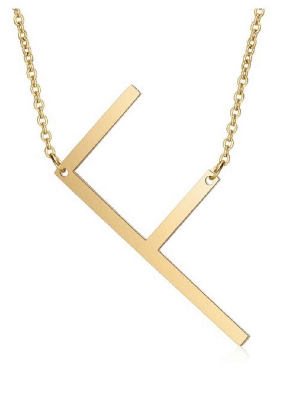 Large Letter "F" 18k Gold Plated Big Initial Name Statement Necklace